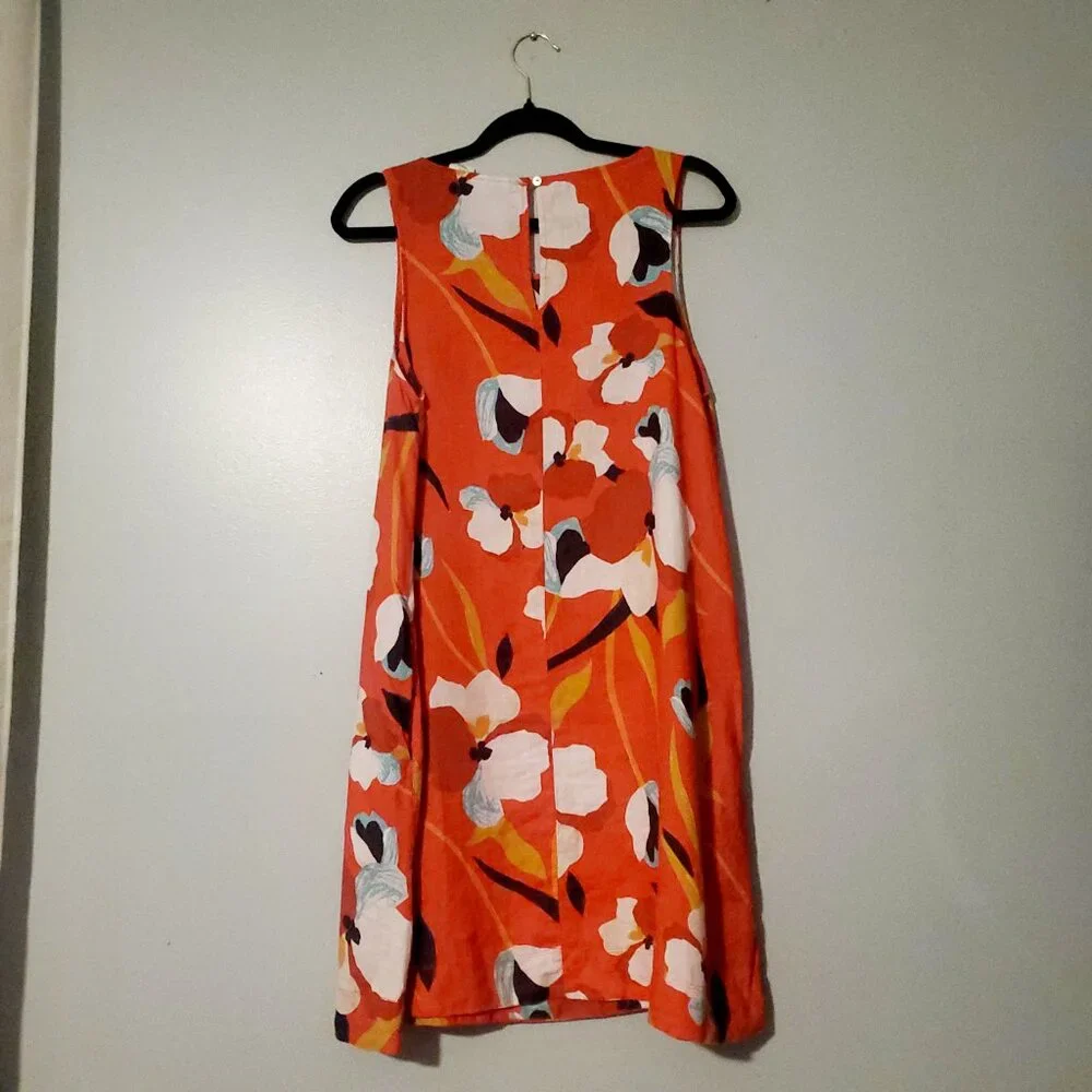 Linen Sigrid Olsen Floral Shift Dress with Pockets Size M - Picture 2 of 8